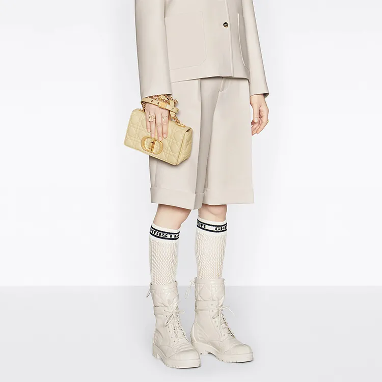 DIOR Caro Linen Crossbody Bag Trumpets Women's Green-5
