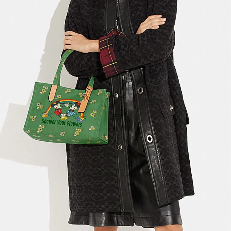 COACH Disney Collaboration Recycled Tote Fabric Tote Bag Shopping Bag Handbag Regular Women's Green-4