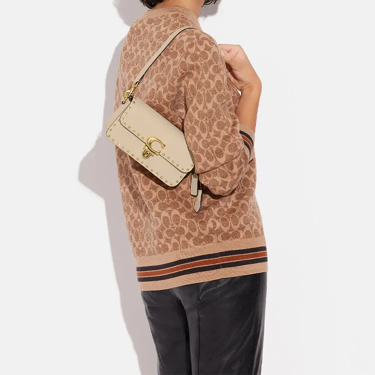 COACH Studio Glove Tanning Handbag Shoulder Bag Crossbody Bag Small Size Women's Ivory White-4