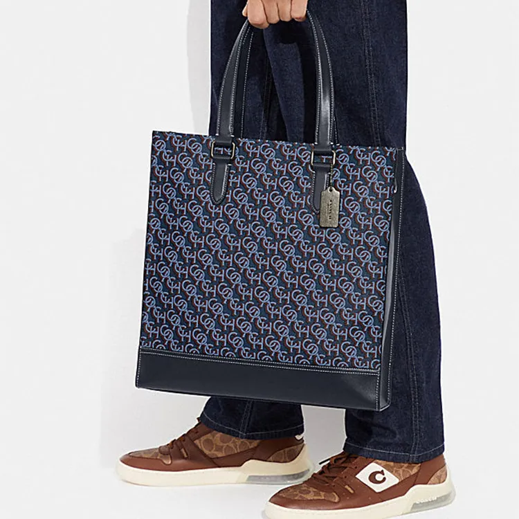 COACH Graham Cow Leather Tote Bag Shopping Bag Shoulder Bag Crossbody Bag Handbag Large Size Women's Black Blue-4
