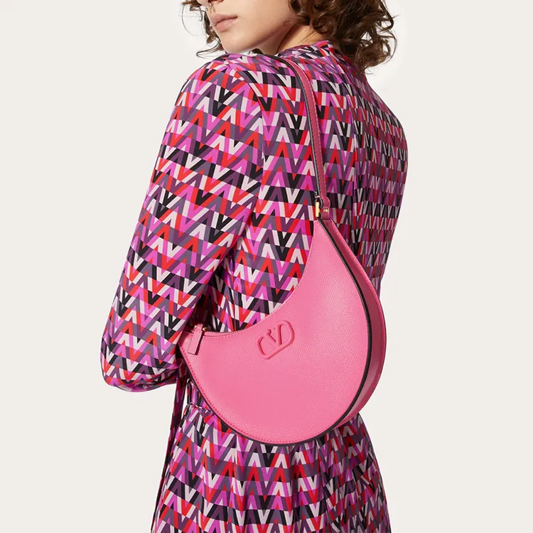 Valentino Vlogo Grained Calfskin HOBO Bag Shoulder Bags Handbags Mini Women's Pink-5