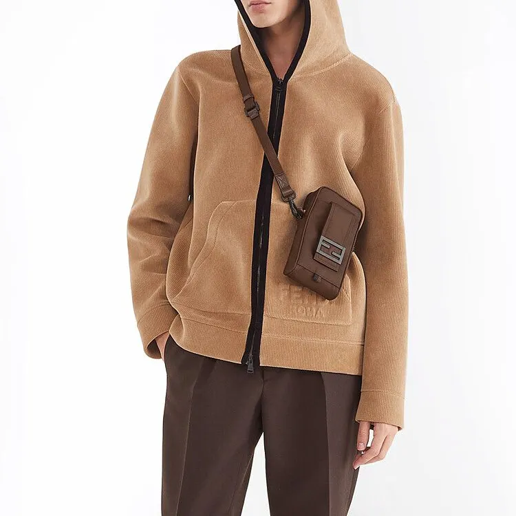 FENDI Baguette Polyamide Baguette Bag, Cell Phone Pouch, Shoulder Bag, Crossbody Bag Men's Brown-4