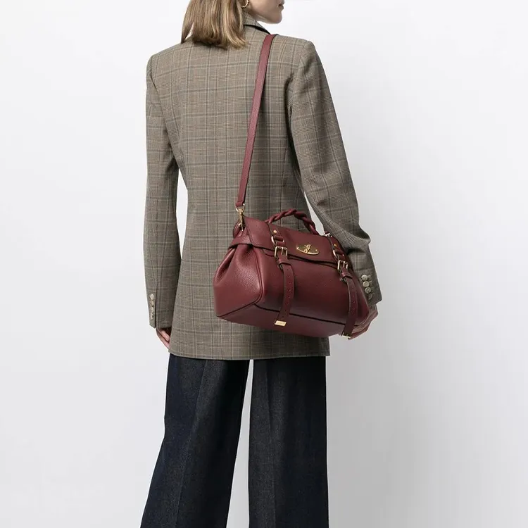 Mulberry Leather Handbag Shoulder Bag Crossbody Bag Women's Red-4