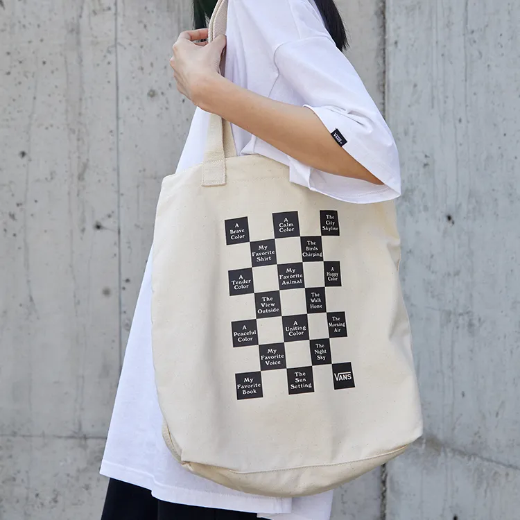Vans Canvas Tote Bag Shopping Bag Handbag Canvas Bag Regular Unisex Ecru-3