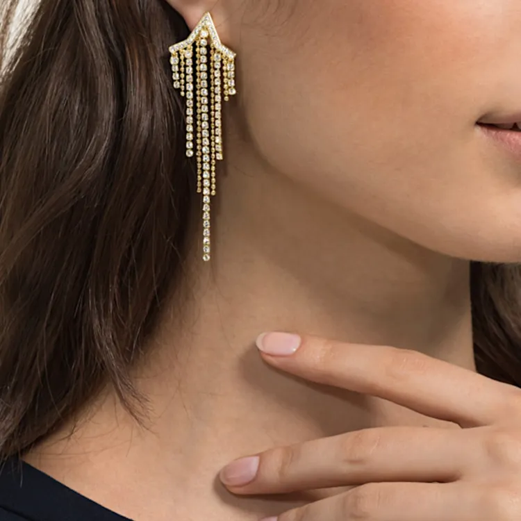 Swarovski Fit Earrings Women's Gold/White-3