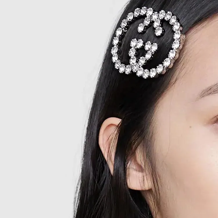 GUCCI Crystal Interlocking G Hair Clip-2