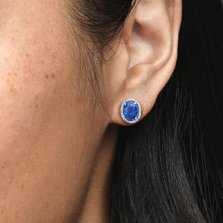 Pandora Stud Earrings Women's Blue/Silver-1