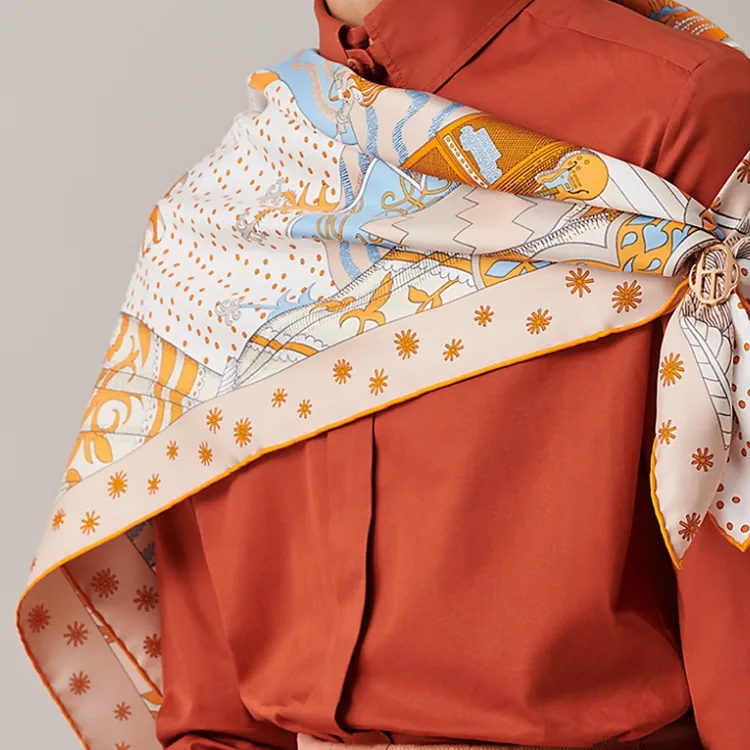HERMES Le Premier Chant Silk Scarves Women's-1