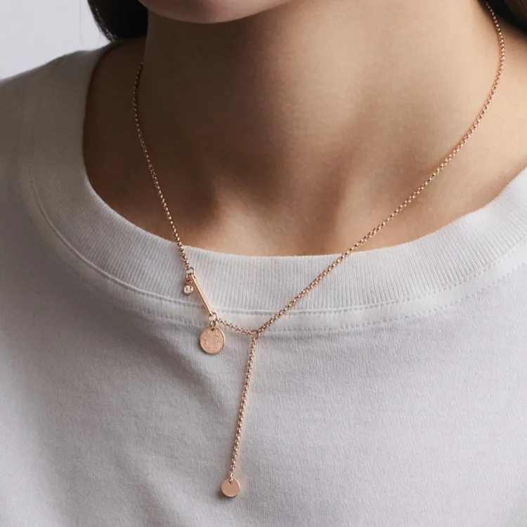 HERMES Ex Libris Necklaces Women's Rose Gold-2