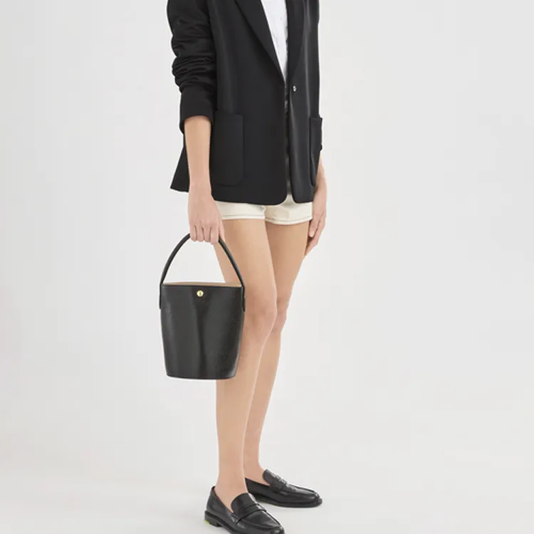 LONGCHAMP Épure Cow Leather Bucket Bag Handbag Trumpets Women's Black-7