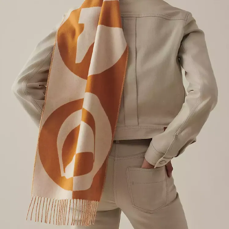 HERMES Cashmere Knit Scarves Unisex-4