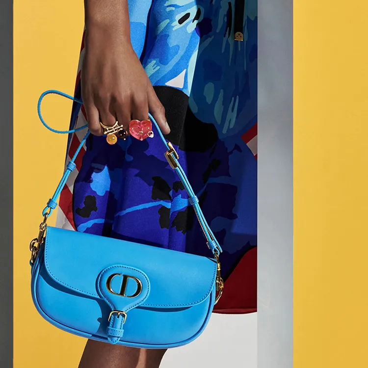 DIOR Bobby Smooth Finish Cow Leather Crescent Bag Handbag Shoulder Bag Crossbody Bag Women's Carolina Blue-6