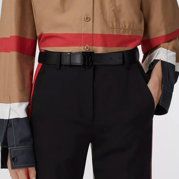 Burberry Leather Tb Monogram Buckle Belt-3