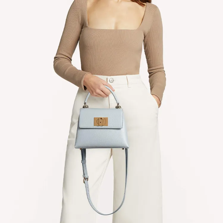 Furla 1927 Collection Ares Leather Handbag Mini Women's Light Blue-5