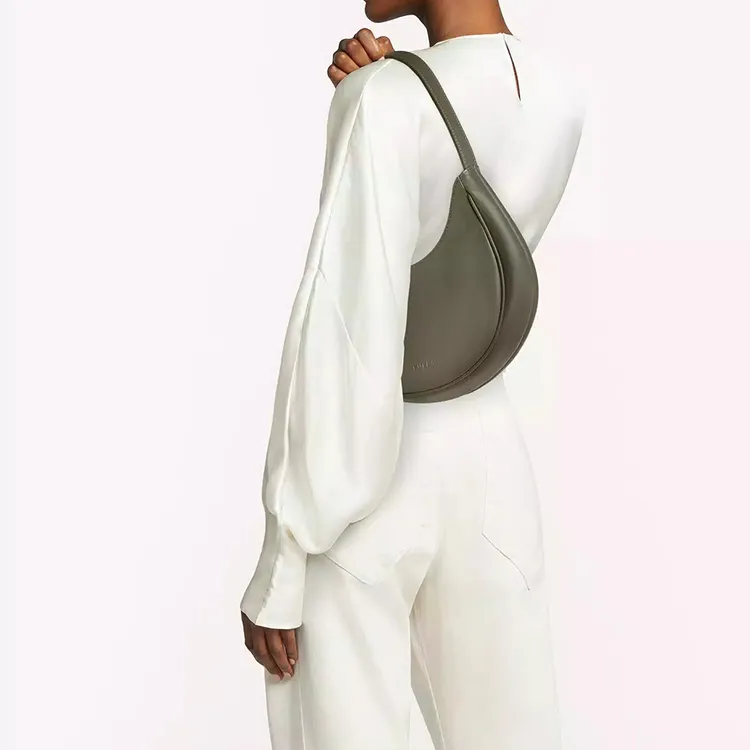 Furla Primavera Calfskin With Leather Shoulder Strap Crescent Moon Crossbody Bag Women's Sage Green-4
