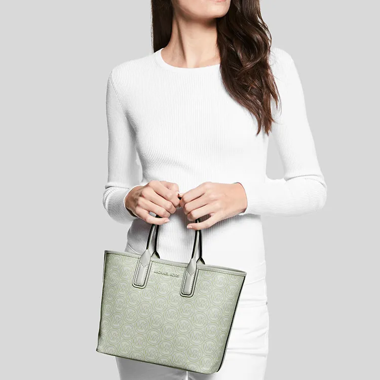 MICHAEL KORS Jodie Leather Tote Bag, Shopping Bag, Handbag Trumpets Women's Mint Green-8