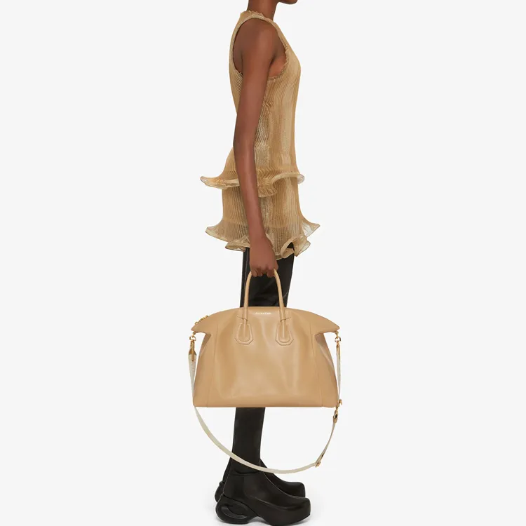 GIVENCHY Antigona Calfskin Shoulder Bag Crossbody Bag Handbag Medium Size Women's Cappuccino Beige-6