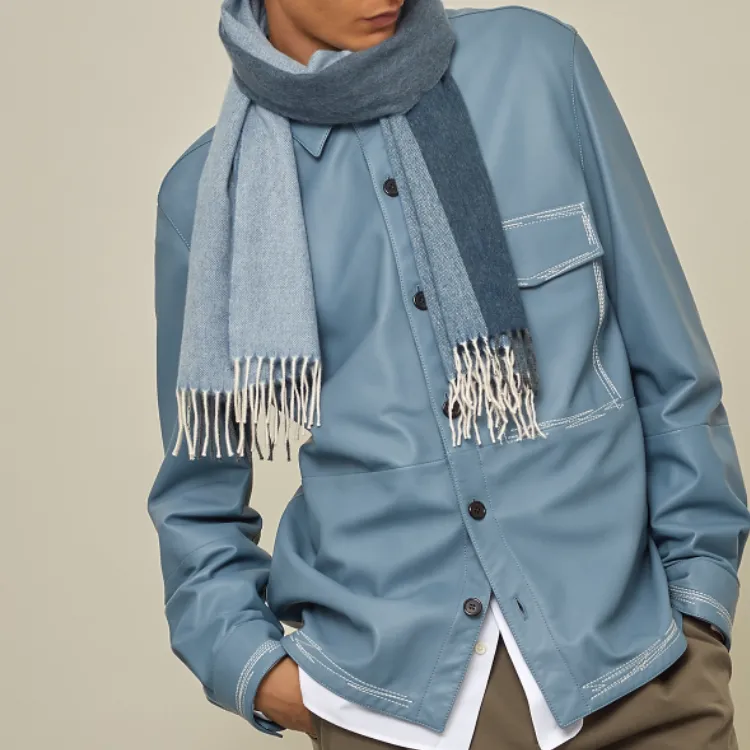 HERMES Knit Scarves Unisex Blue-1