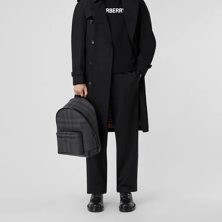 Burberry Charcoal Check And Leather Backpack Charcoal-4