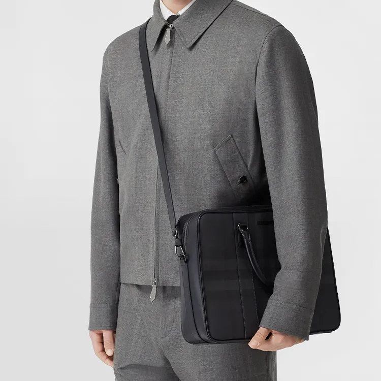 Burberry Leather Briefcase Shoulder Bag Crossbody Bag Handbag Men's Black-5