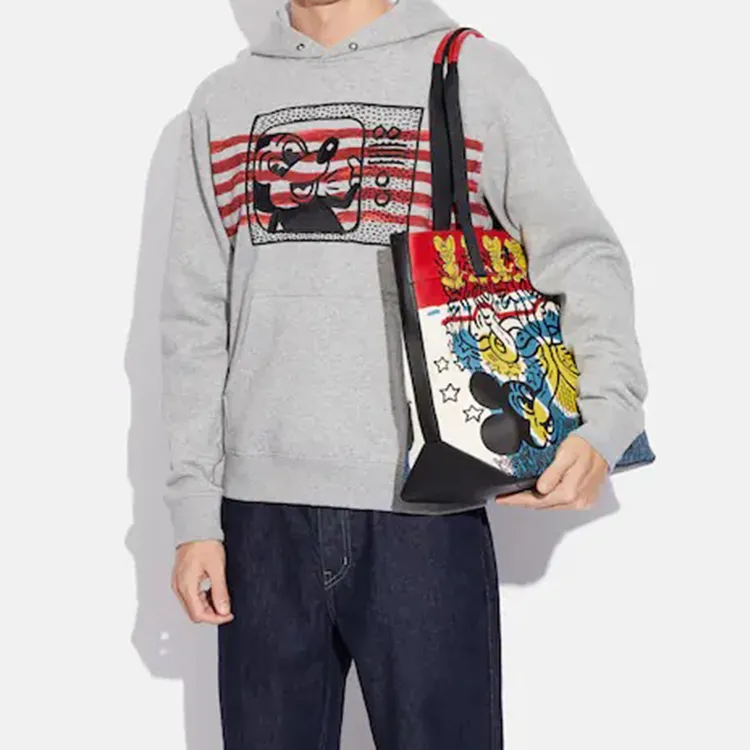 Disney X Keith Haring X COACH Recycled Tote Shoulder Bags-3