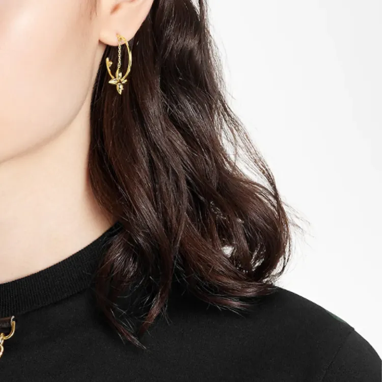 LOUIS VUITTON FLOWERGRAM Earrings Women's Gold-2