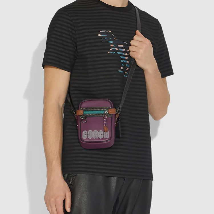 COACH Dylan Leather Crossbody Bag Mini Unisex Eggplant Purple Color-3