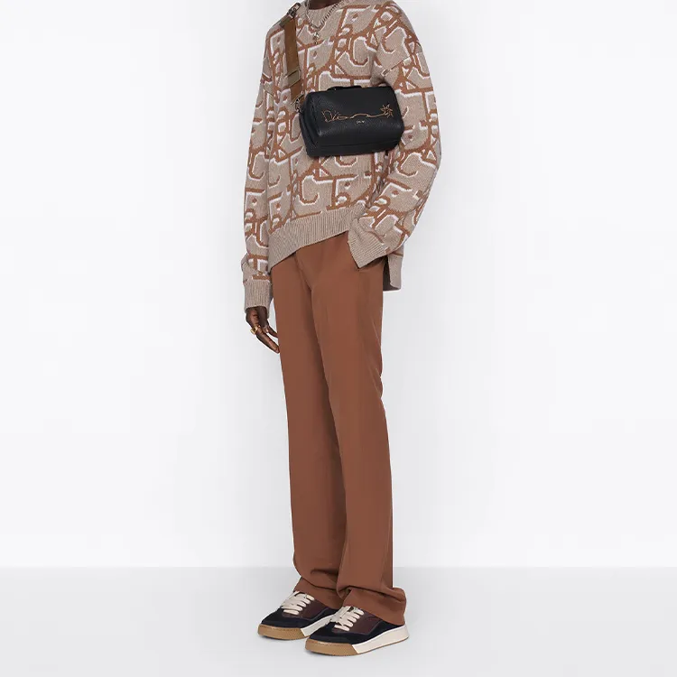 DIOR CACTUS JACK Collaboration Grained Calfskin Messenger Bag Crossbody Bag Shoulder Bag Men's Black-5