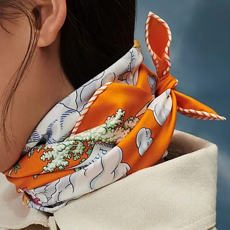 HERMES Sur Mon Nuage Silk Scarves Women's-3