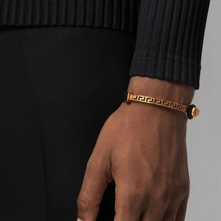 VERSACE Greca Braided Leather Bracelet-2