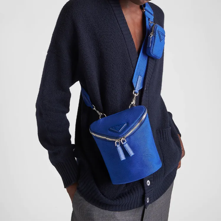 PRADA Canvas Bag, Crossbody Bag, Shoulder Bag Men's Blue-4