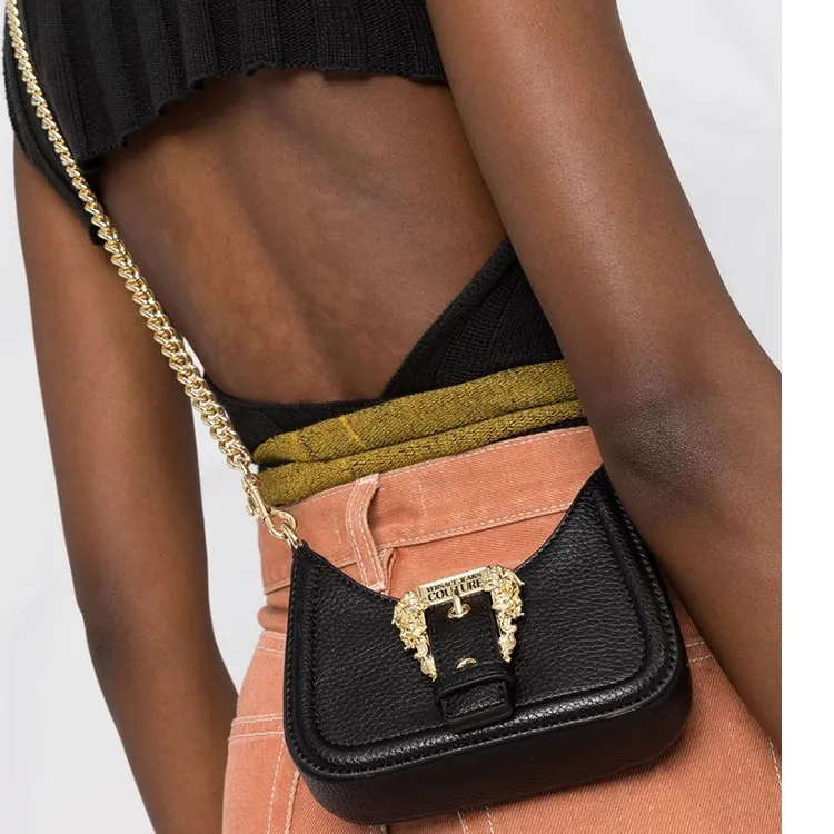 VERSACE JEANS COUTURE Polyester Polyurethane Resin Crossbody Bag, Shoulder Bag Women's Black-6