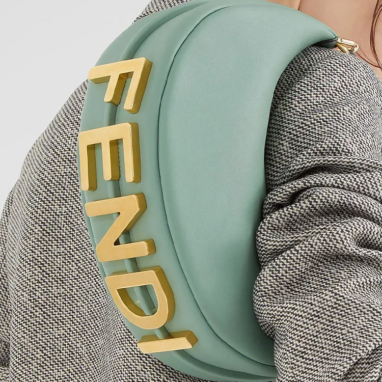 FENDI Fendigraphy Calfskin Crescent Bag, Shoulder Bag, Handbag Women's Mint Green-5