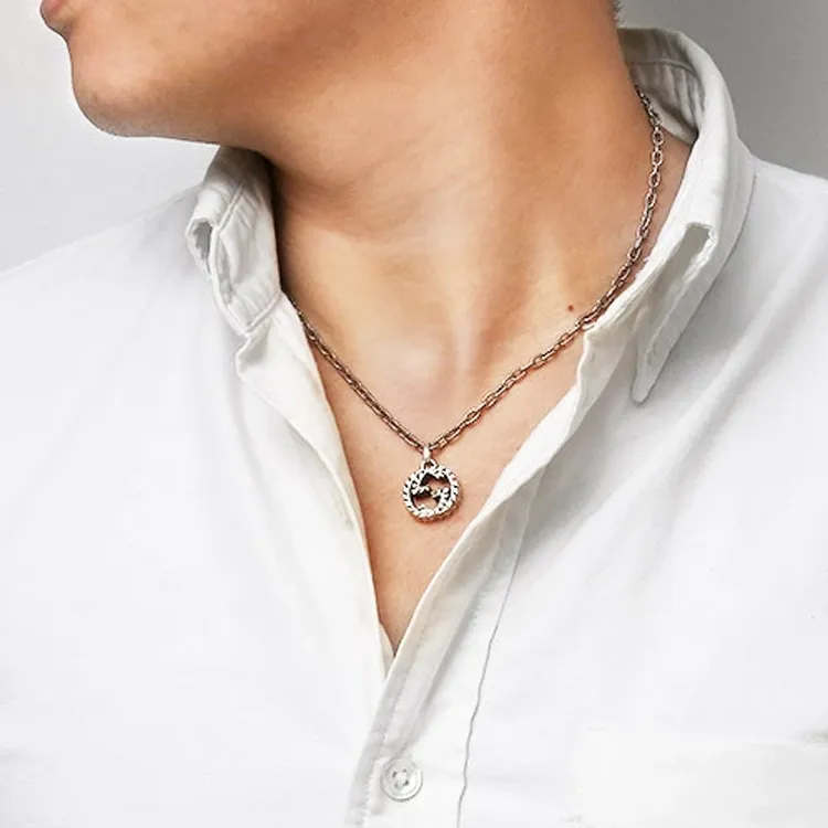 GUCCI Sterling Silver Interlocking G Necklace-2