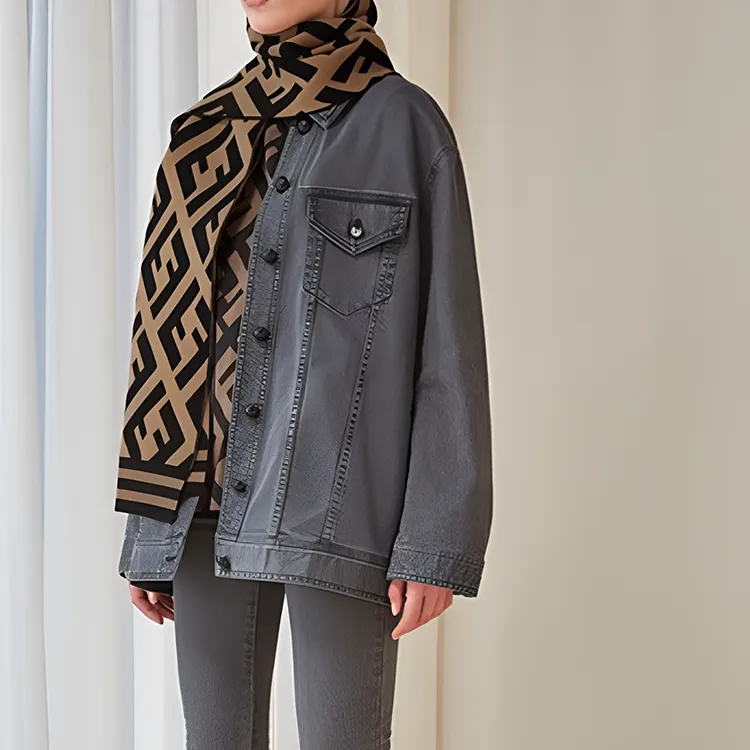 FENDI Knit Scarves Unisex Brown-2