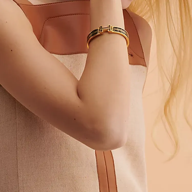 HERMES Clic H Gold Plated Bangles Women's-2