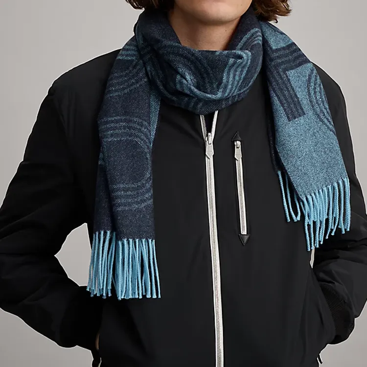 HERMES Cashmere Knit Scarves Men's-1