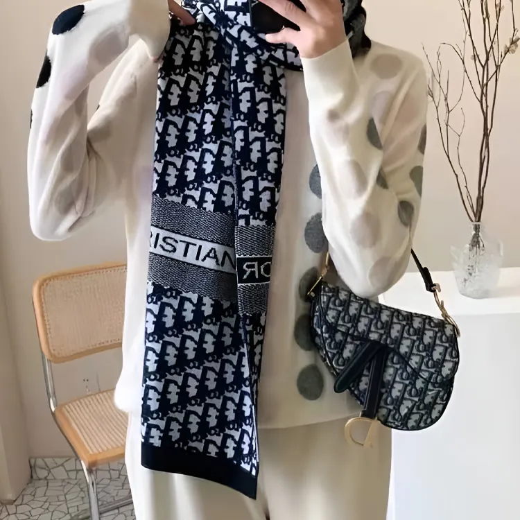 DIOR Wool Cashmere Shawls Unisex-1