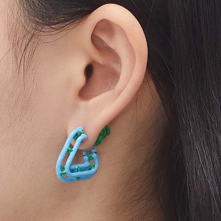 Bottega Veneta Earrings Women's Light Blue/Parrot Green-2