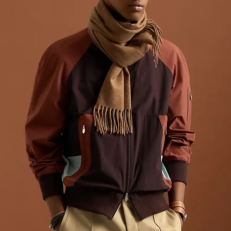 HERMES Knit Scarves Unisex Brown-1