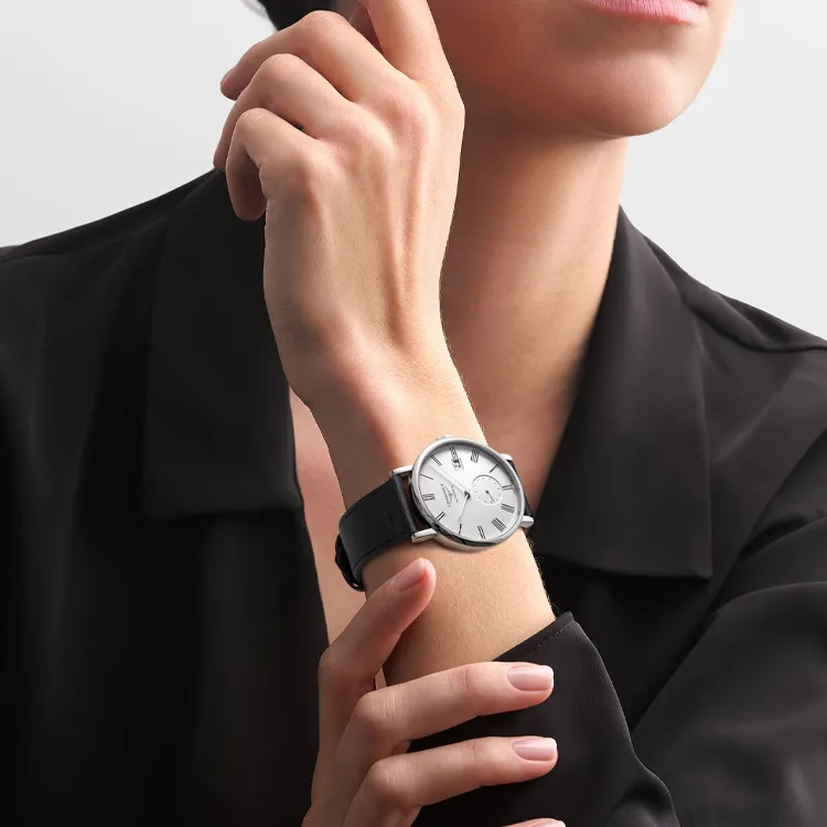 LONGINES Boya Collection Automatic Mechanical Movement Unisex Watch 39mm White Dial Stainless Steel Case Leather Strap-5