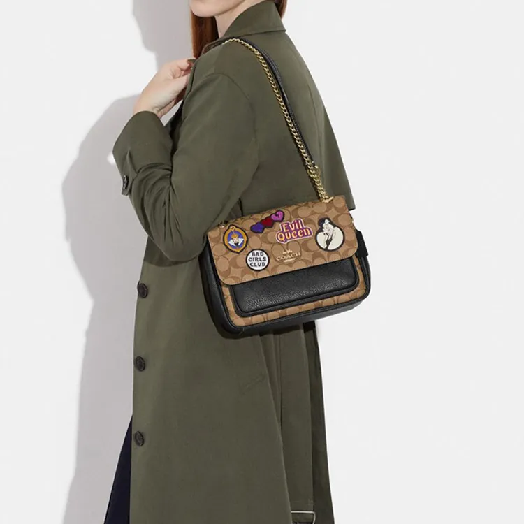 COACH Klare Artificial Leather Flap Bag Shoulder Bag Crossbody Bag Medium Size Women's Dark Khaki-4