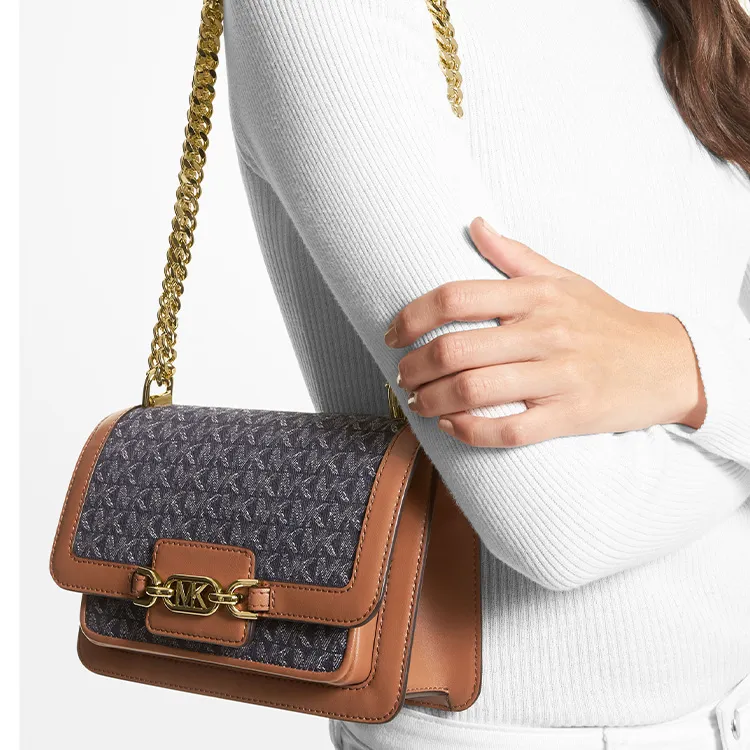 MICHAEL KORS Heather Denim Jacquard Shoulder Bag, Crossbody Bag Tubas Women's Denim Blue-3