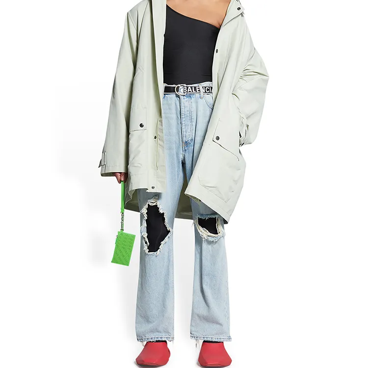 Balenciaga Cash Smooth Cow Leather Patchwork With Sheepskin Card Clip Card Holder Regular Women's Green-4