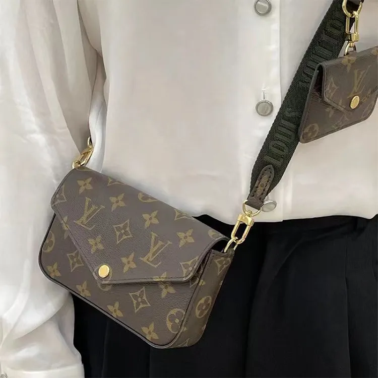 LOUIS VUITTON Félicie Strap & Go Monogram Khaki Green/Ebony-8