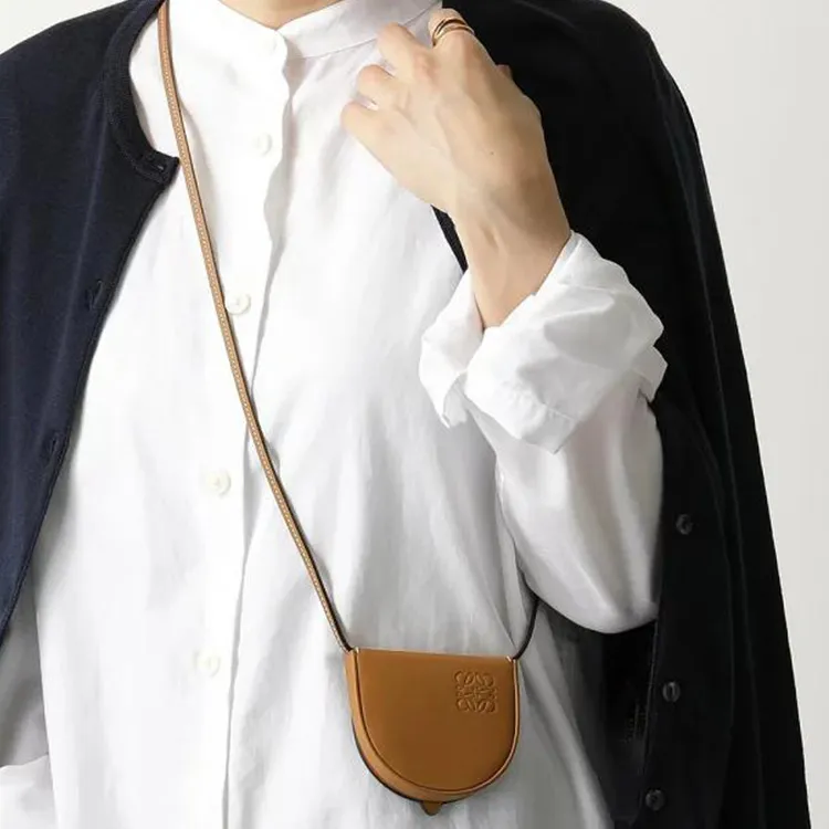 LOEWE Heel Cow Leather Horseshoe Bag, Crossbody Bag, Shoulder Bag Women's Brown-9
