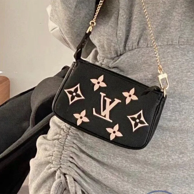 LOUIS VUITTON Pochette Mini Accessoires Black/Beige-6
