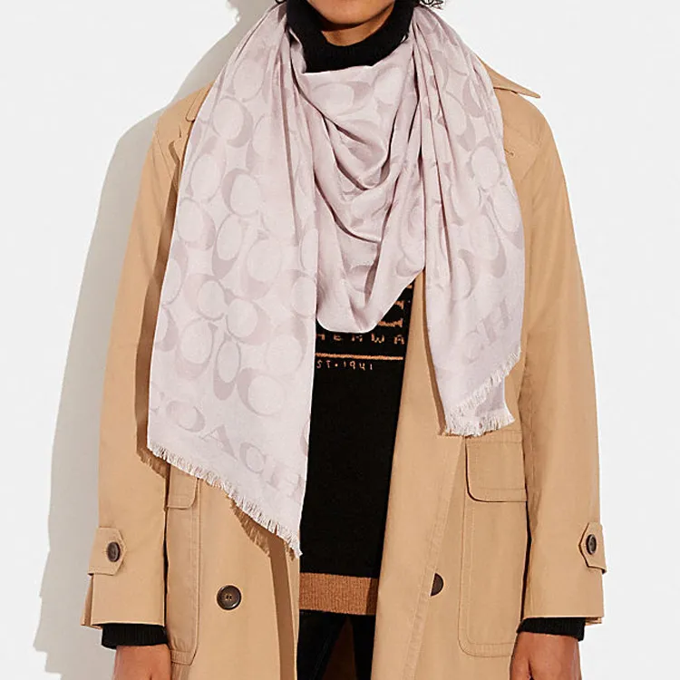 COACH Silk Scarves Women's Gray-3