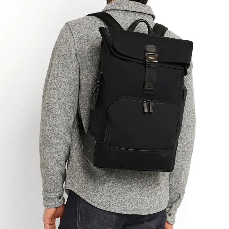 TUMI Fabric With Leather Backpack Men's Black-5