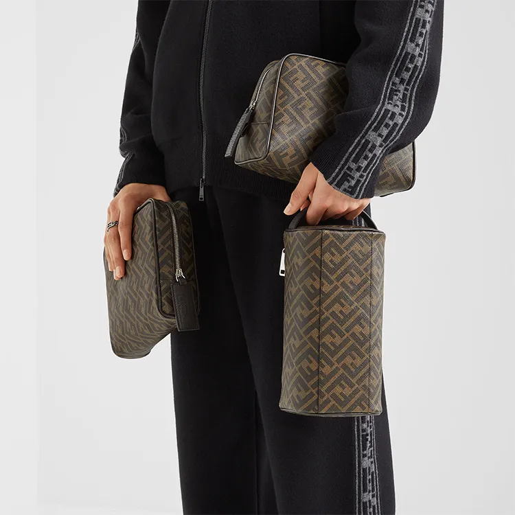 FENDI Beauty Case With FF Motif Brown/Black-3